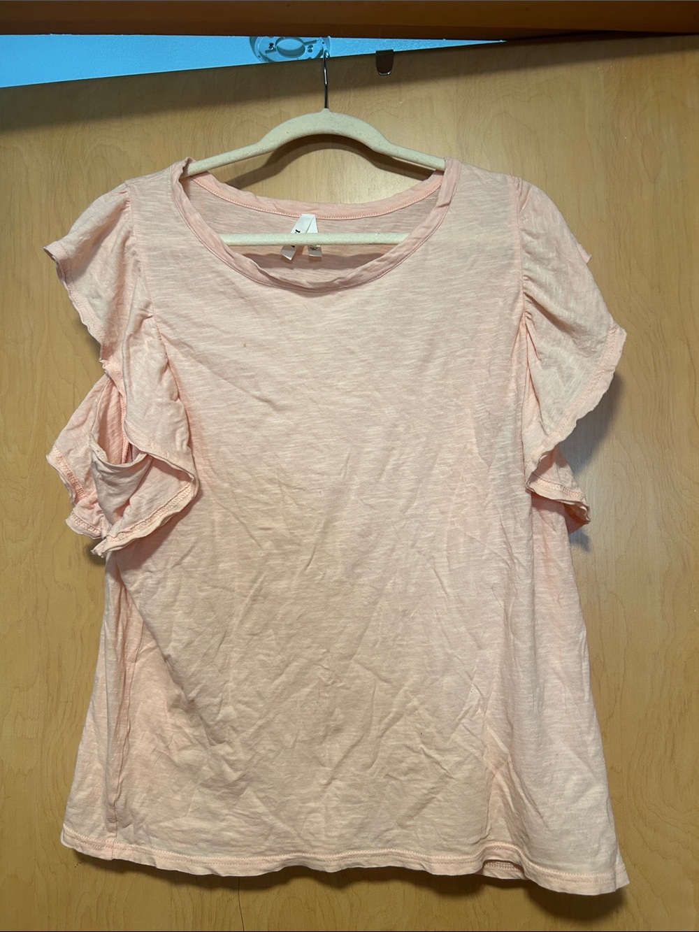 Women's Soft peach Ruffle Sleeve Top pact xl